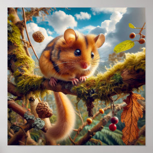Adsible Hazel Dormus i Woodland Träd Poster