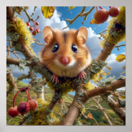 Adsible Hazel Dormus i Woodland Träd Poster