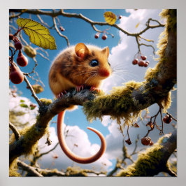 Adsible Hazel Dormus i Woodland Träd Poster