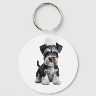 Adsible HD Miniature Schnauzer Puppy Porträtt - E Nyckelring