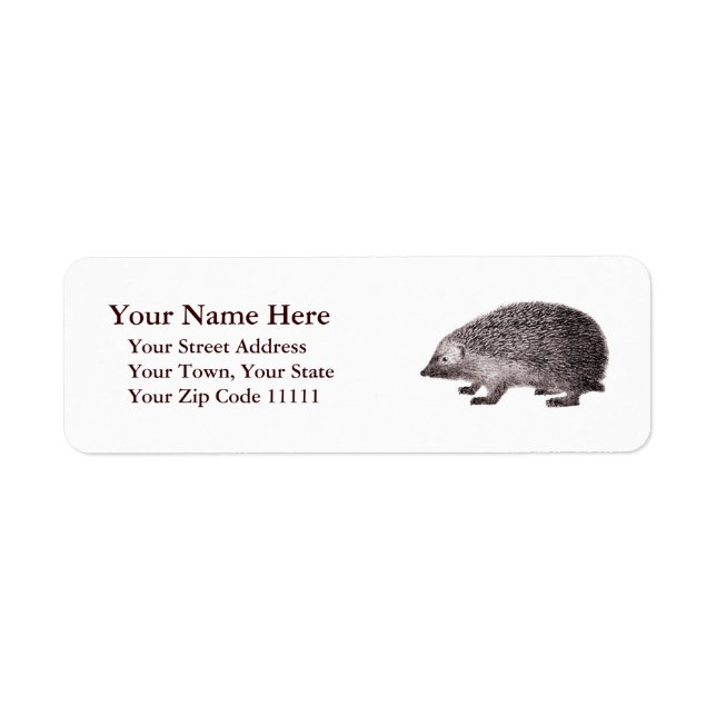 Adsible Hedgehog Antique Engrave Returadress Etikett (Framsidan)