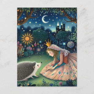 Adsible Hedgehog Fairy Tale Princess Vykort