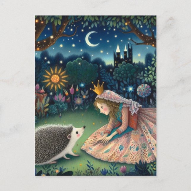 Adsible Hedgehog Fairy Tale Princess Vykort (Framsida)