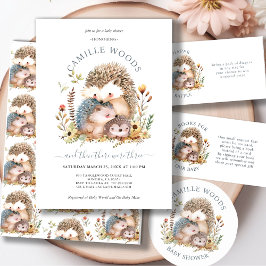 Adsible Hedgehog Family Baby Shower Inbjudningar