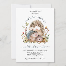 Adsible Hedgehog Family Baby Shower Inbjudningar