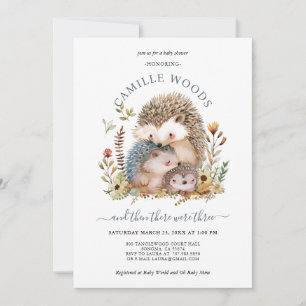 Adsible Hedgehog Family Baby Shower Inbjudningar