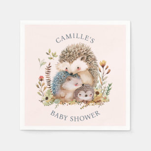 Adsible Hedgehog Family Rosa Baby Shower Pappersservett