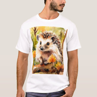 Adsible Hedgehog på Höst löv T Shirt