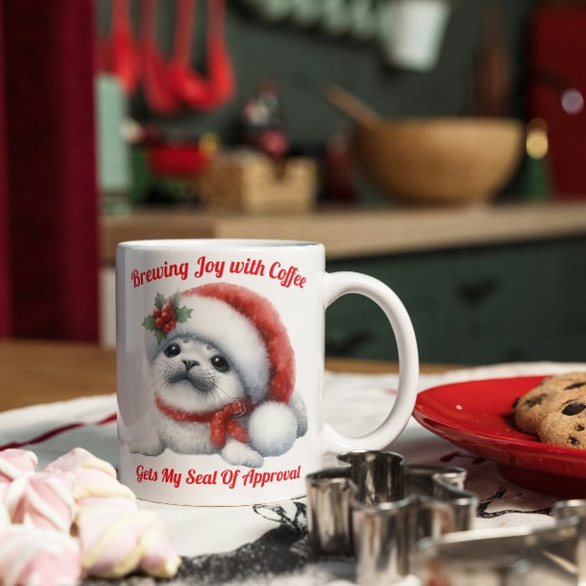 Adsible Helgdag Baby Seal - Cute & Festive Kaffemugg (Skapare uppladdad)