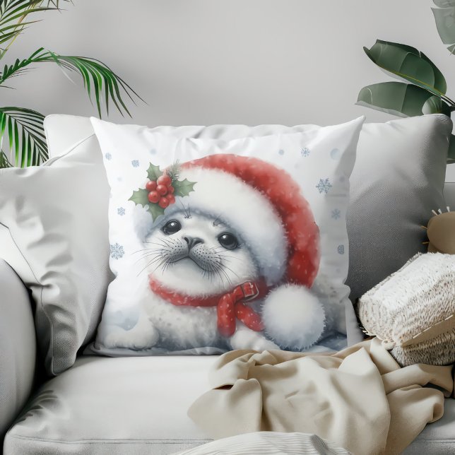 Adsible Helgdag Baby Seal - Cute & Festive Kudde (Skapare uppladdad)