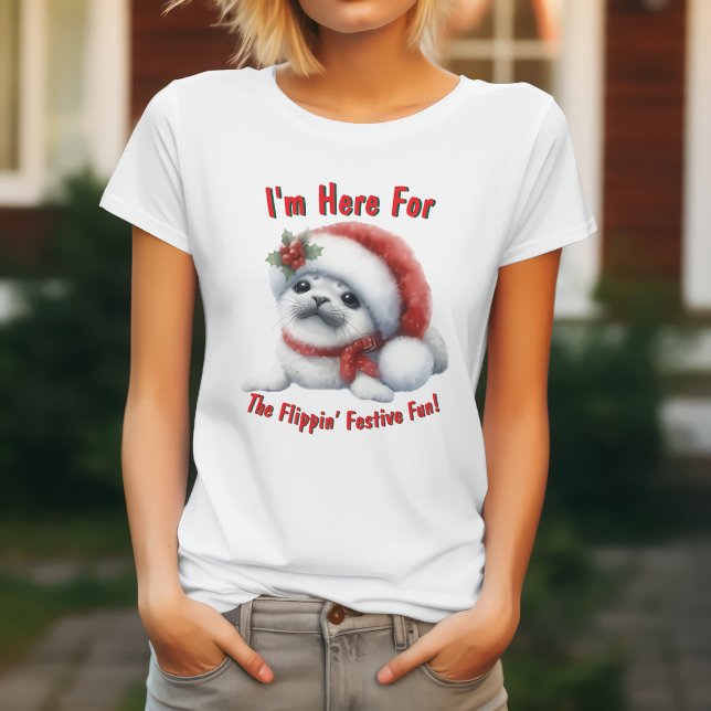 Adsible Helgdag Baby Seal - Cute & Festive T Shirt (Skapare uppladdad)