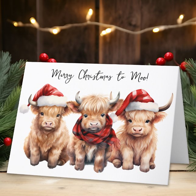Adsible Highland Cow Calf God jul MOO Helgkort (Skapare uppladdad)