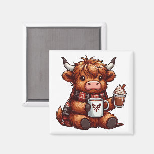 Adsible Highland Cow Enjoying Mysigt Beverages Magnet