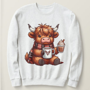 Adsible Highland Cow Enjoying Mysigt Beverages T Shirt