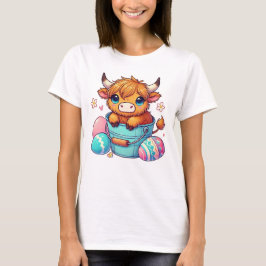 Adsible Highland Cow in a Bucket - Cute Påsk T Shirt