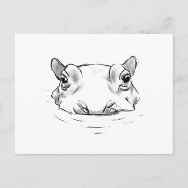 Adsible hippo sketch vykort (Framsida)