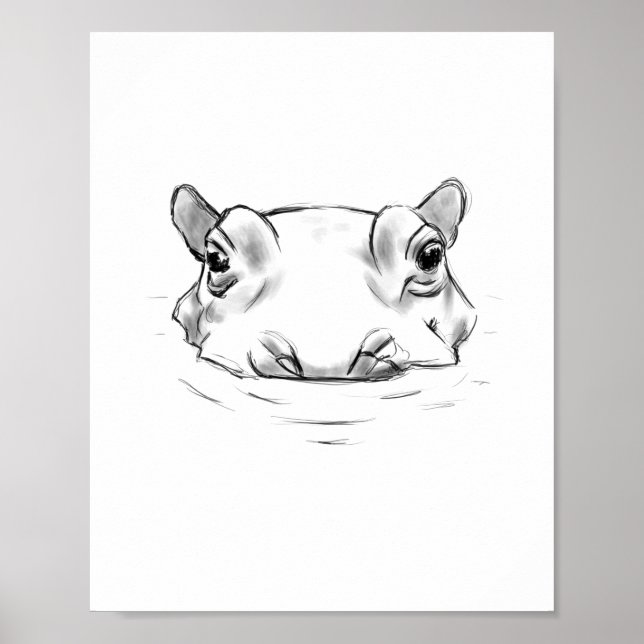 Adsible hippo teckning poster (Framsidan)