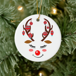 Adsible Hjort med Ornaments on Antlers Julgransprydnad Keramik