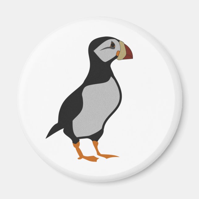 Adsible Horned Puffin Permanent Tecknad Magnet (Framsidan)