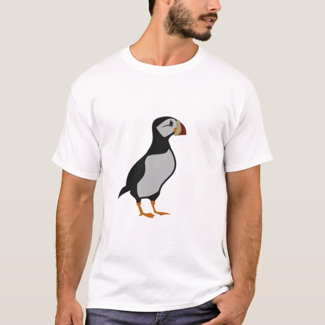 Adsible Horned Puffin Permanent Tecknad T Shirt (Framsida)