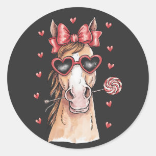 Adsible Horse Enjoy Lollipop Valentine Runt Klistermärke