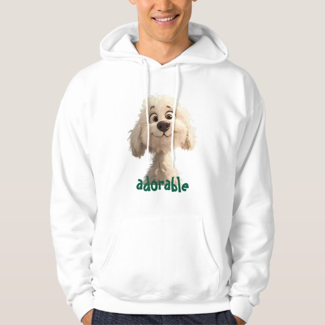 Adsible Hund Illustration Hoodie - Perfekt för säl (Framsida)