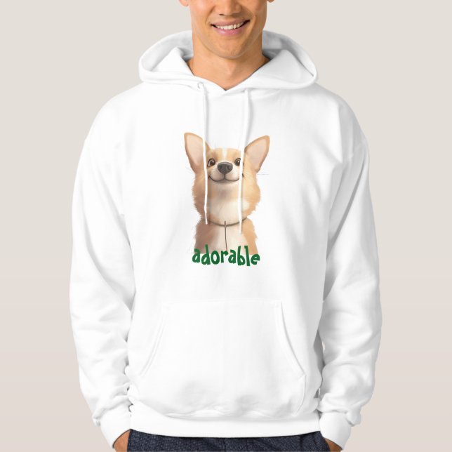 Adsible Hund Illustration Hoodie - Perfekt för säl (Framsida)