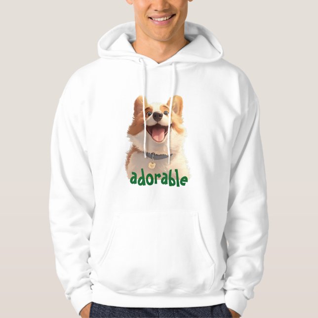 Adsible Hund Illustration Hoodie - Perfekt för säl (Framsida)