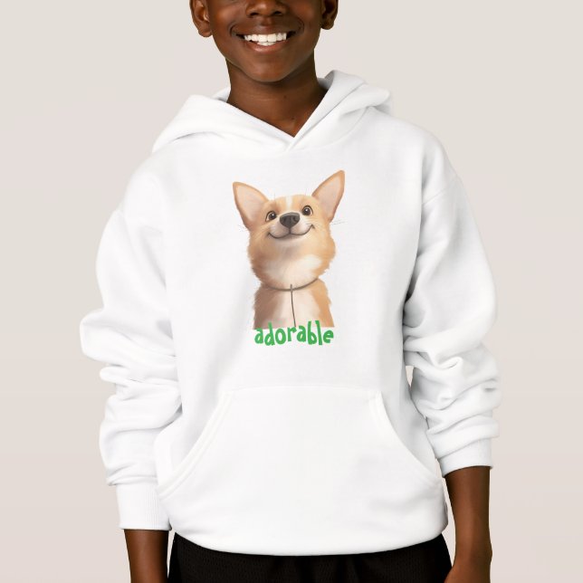 Adsible Hund Illustration Hoodie - Perfekt för säl T Shirt (Framsida)