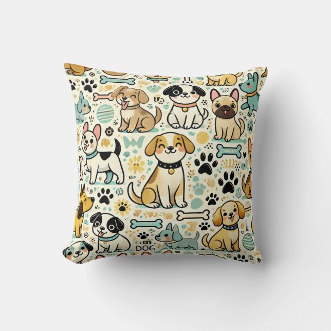 Adsible Hund Mönster Cushion Kudde (Framsida)