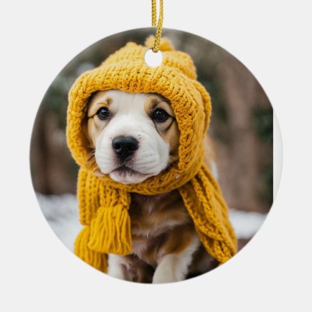 "Adsible Hund Ornaments - Perfekt for Hundälskares Julgransprydnad Keramik (Framsidan)