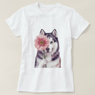 Adsible Husky Watercolor Illustration T Shirt