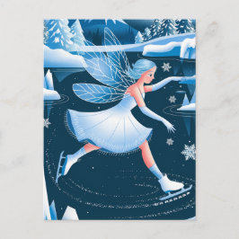 Adsible Ice Skating Fairy Winter Sports Vykort