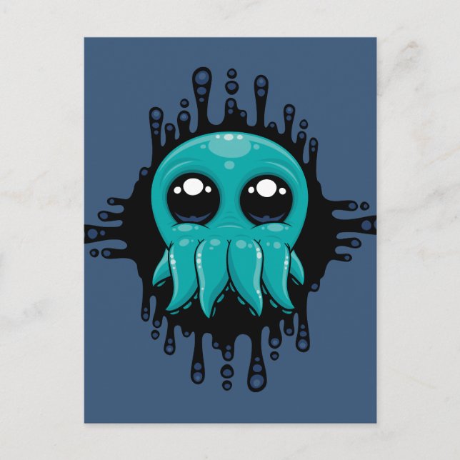 Adsible Inky Baby Octopus Friend Vykort (Framsida)
