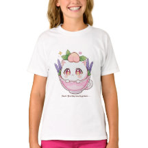 Adsible Japansk Anime Cat in a Tekopp Shirt