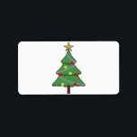 Adsible Julgran Adressetikett<br><div class="desc">Ett berömvärt och mysigt Julgran som dekorerade med färgat bollar och en lysande stjärna,  redot till jul.</div>