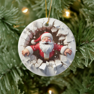 Adsible Jultomten 3D-julprydnad Julgransprydnad Keramik