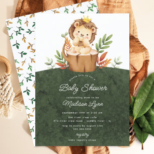 Adsible Jungle Lejon Baby Shower-inbjudan Inbjudningar