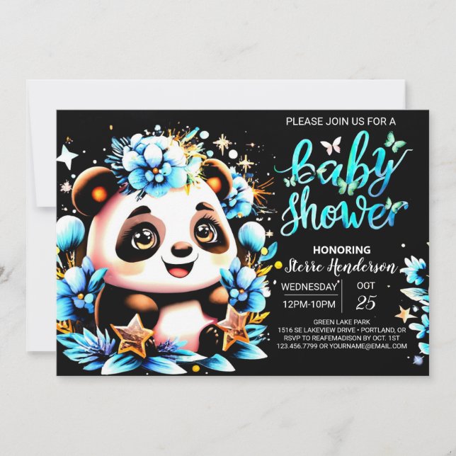 Adsible Jungle Panda Delight Boy Shower Inbjudningar (Framsida)