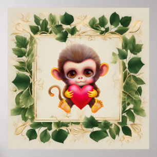 Adsible Jungle Valentine Monkey Poster