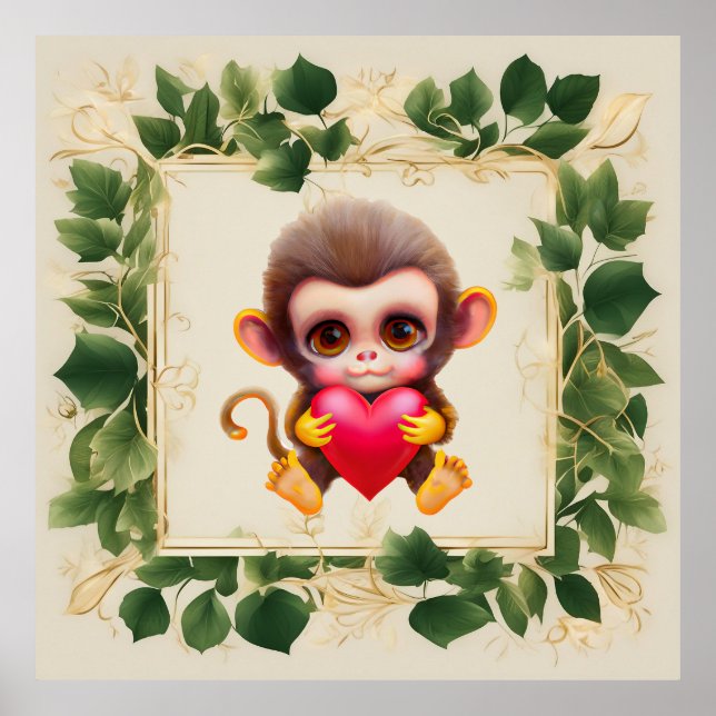 Adsible Jungle Valentine Monkey Poster (Framsidan)