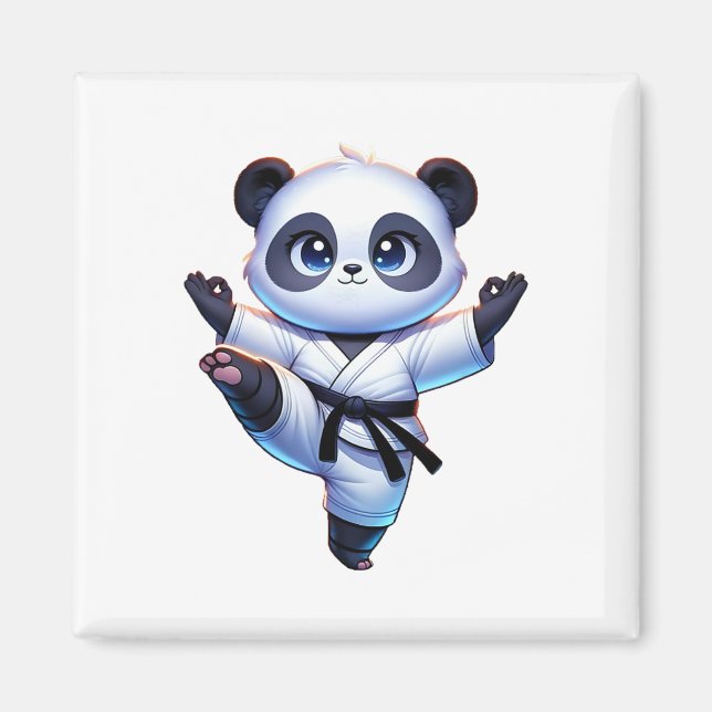 Adsible Karate Panda Crane Kick Pose Magnet (Framsidan)