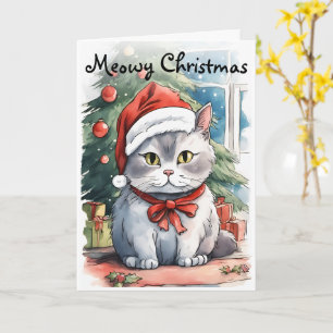 Adsible kattunge water color stil Meowy Cristmas Kort