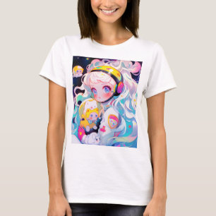 Adsible Kawaii Anime Girl in Space T Shirt