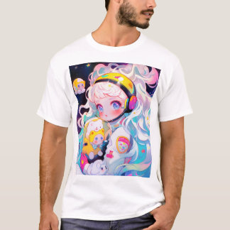 Adsible Kawaii Anime Girl in Space T Shirt
