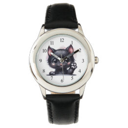 Adsible Kawaii Black Cat Armbandsur