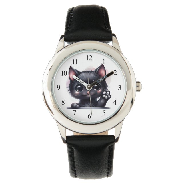 Adsible Kawaii Black Cat Armbandsur (Framsida)