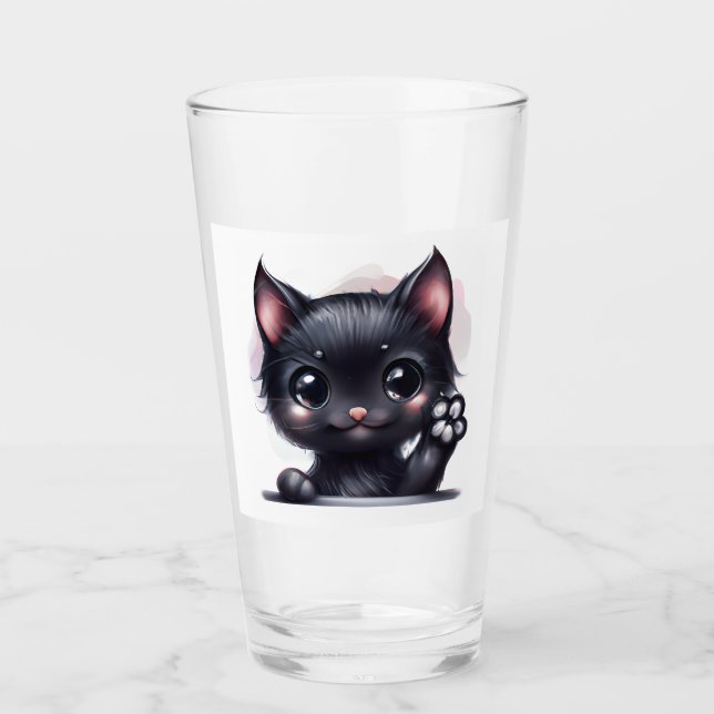 Adsible Kawaii Black Cat Glaskopp (Framsida)