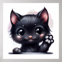 Adsible Kawaii Black Cat Poster