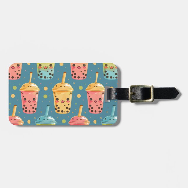 Adsible Kawaii Boba Drink Design Bagagebricka (Horisontell Framsida)
